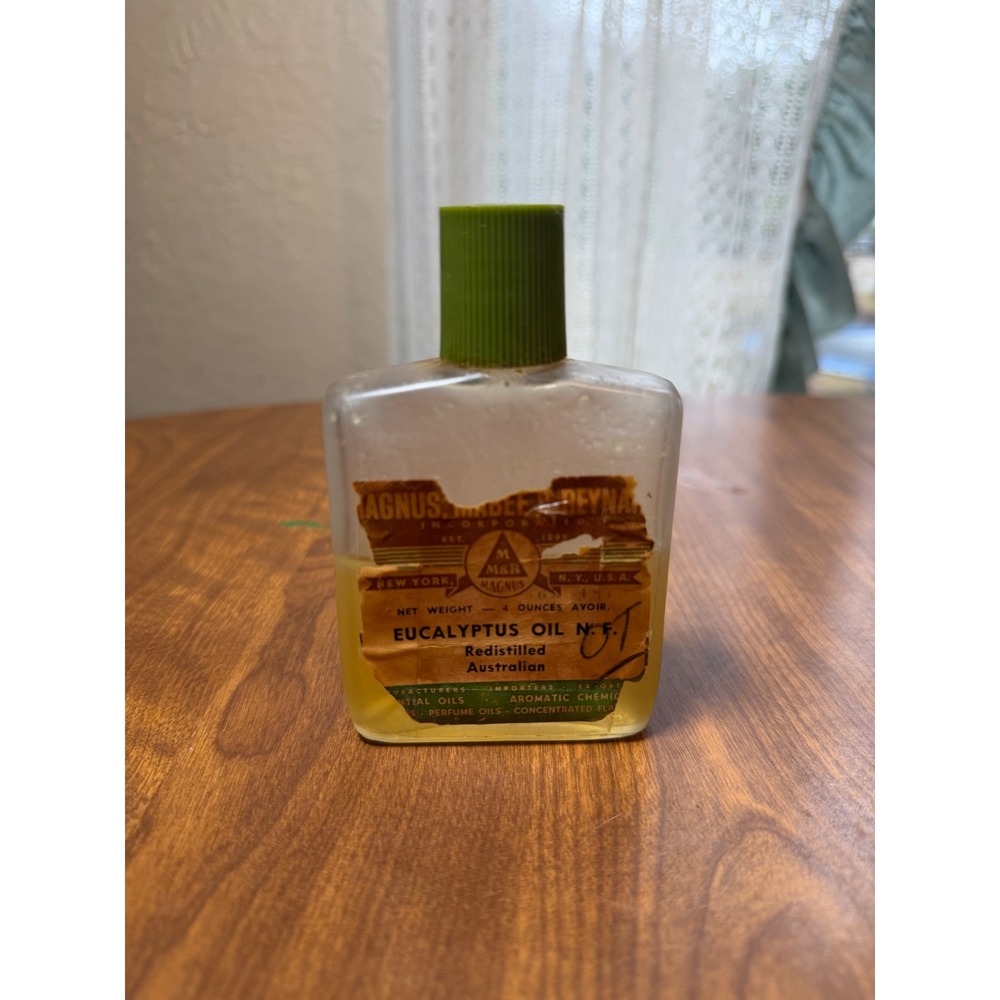 Vintage Magnus Mabee & Reynard Eucalyptus Oil Frosted Glass Apothecary Bottle